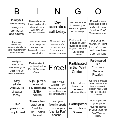 Customer Service Week 2022 Bingo Card