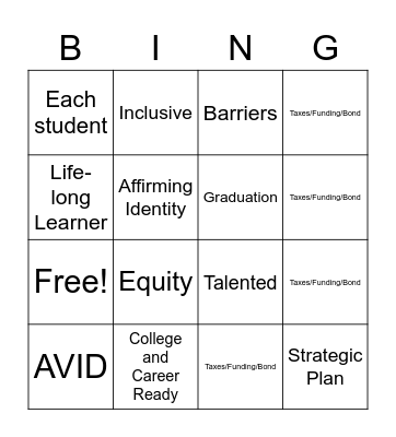 Convocation Bingo Card