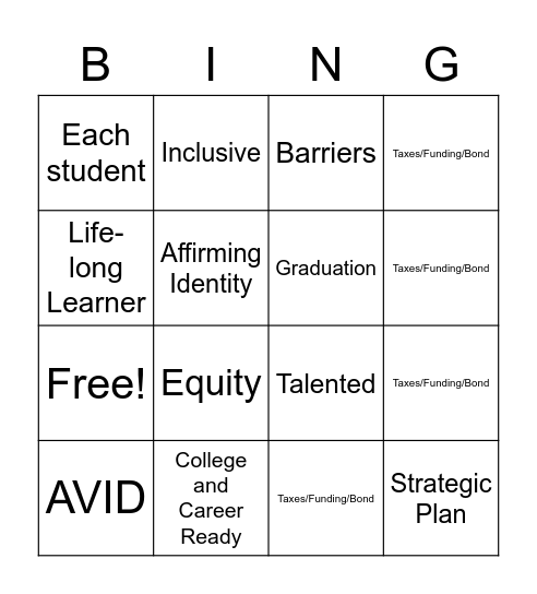 Convocation Bingo Card