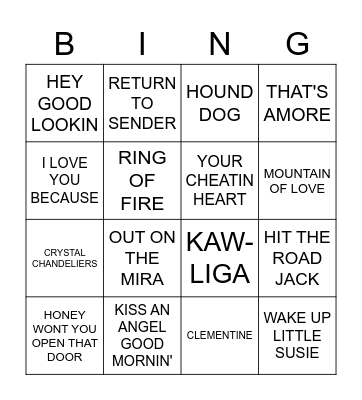 MUSIC BINGO Card