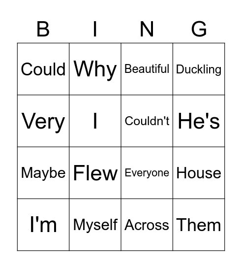 Help From Hen Bingo Card