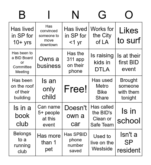 MEET YOUR NEIGHBORS Bingo Card