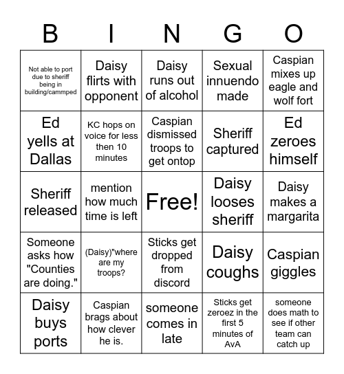 AvA bingo Card