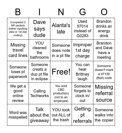 Iadeluca Bingo Card