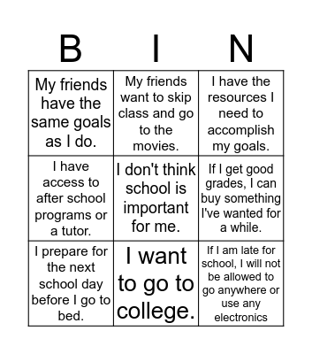 Change Anything Bingo Card