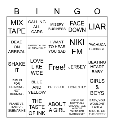 EMO BBS MCR 1 Bingo Card