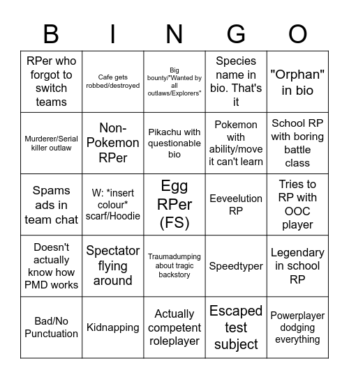 PMDRP Bingo Card