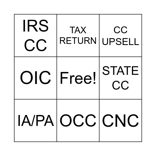 TA BINGO Card