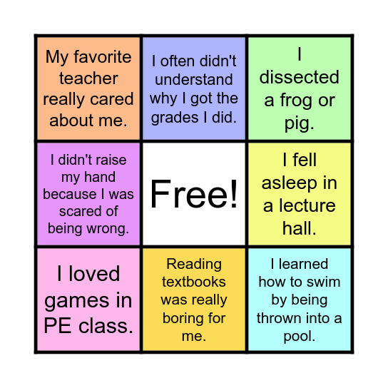 Learning Bingo Card