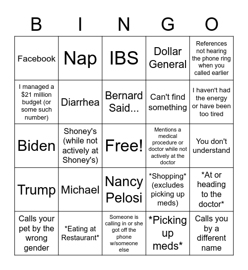 Grandy Bingo Card