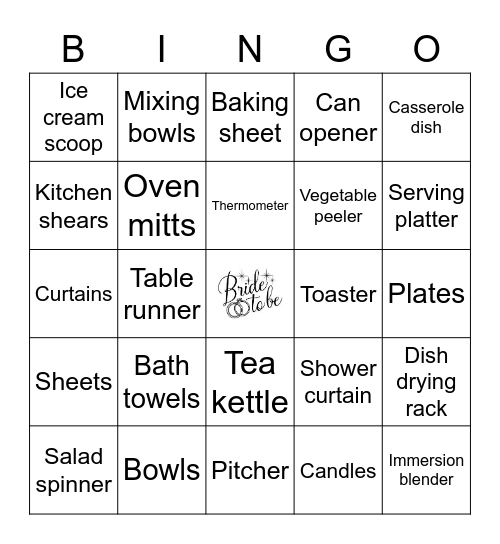 Bridal Shower Gift Bingo Card