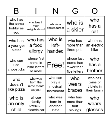 Find someone… Bingo Card