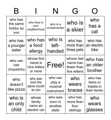 Find someone… Bingo Card
