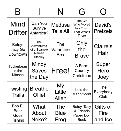 Book Bingo Card