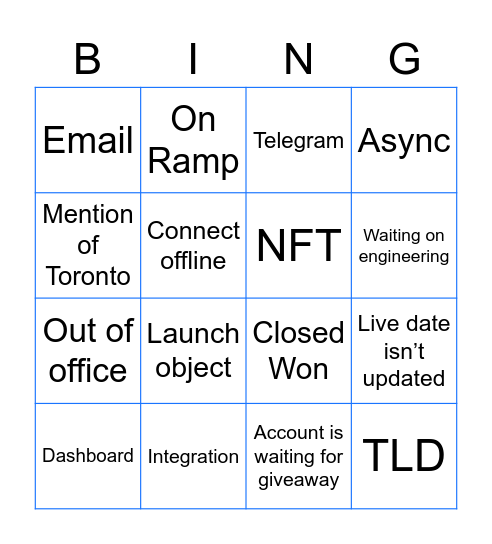 BD Standup Bingo Card