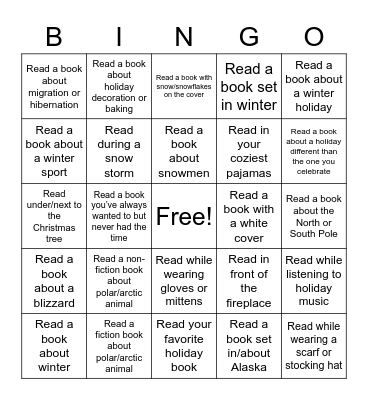 Winter Reading Bingo Card