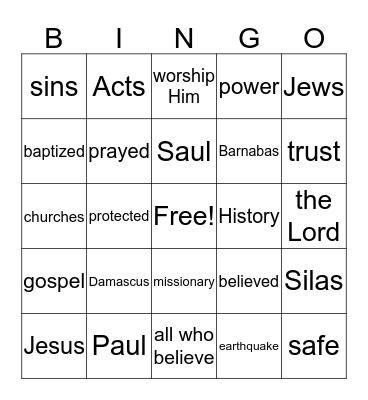 Paul' Conversion & Ministry Bingo Card