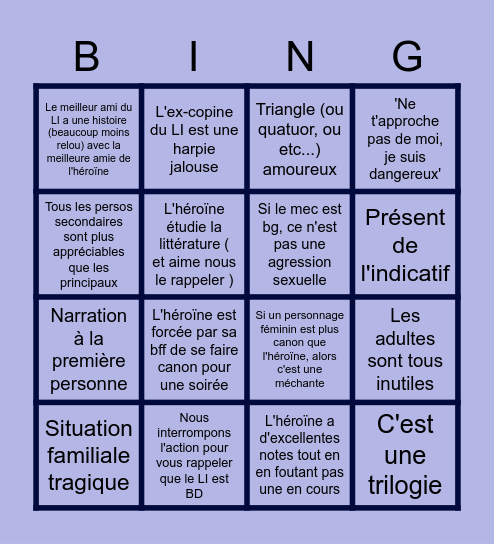 Le Bingo de la NR Bingo Card