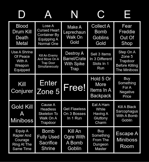 Necromancer Bingo Card