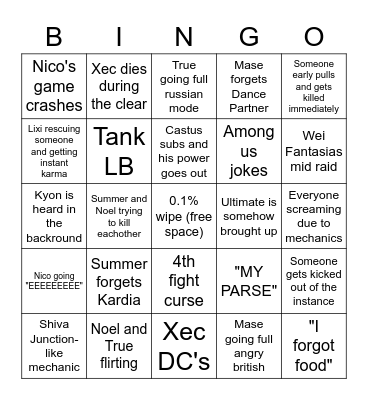 Eternal Whining Abyssus Tier Bingo Card