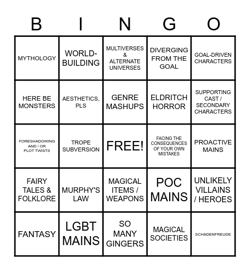 ARE YOU SECRETLY SHIO Bingo Card