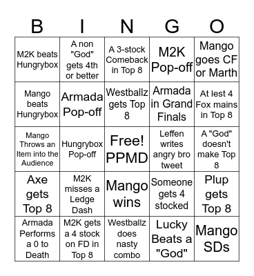 Top 8 Bingo Card