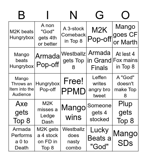 Top 8 Bingo Card