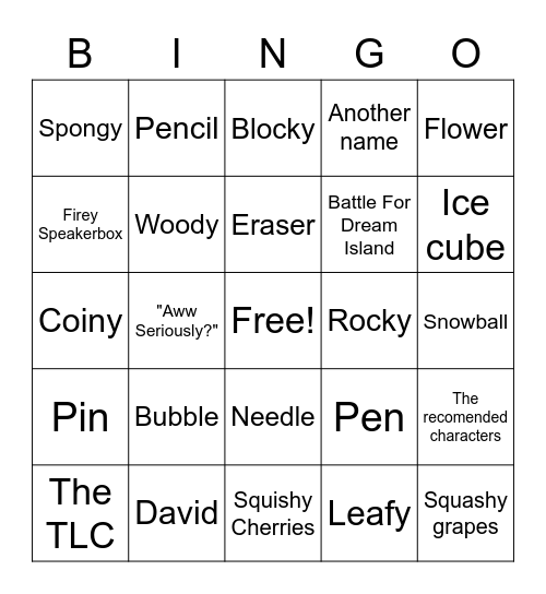 BFDI Bingo Card