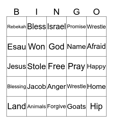 Jacob's Bingo Card