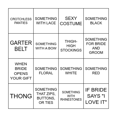 Lingerie Bridal BINGO Card