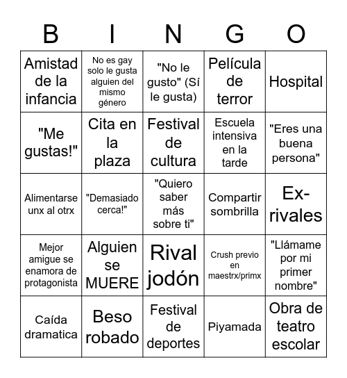 Cliques en la manga/manhua/manwa gay Bingo Card