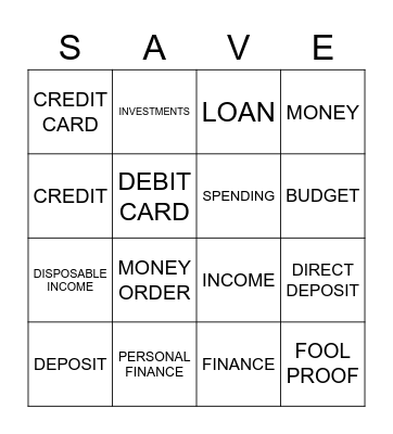 PERSONAL FINANCE Bingo Card