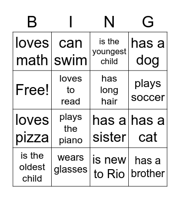 BACK TO SCHOOL Bingo Card