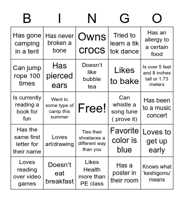 Find Someone WHO.... Bingo Card