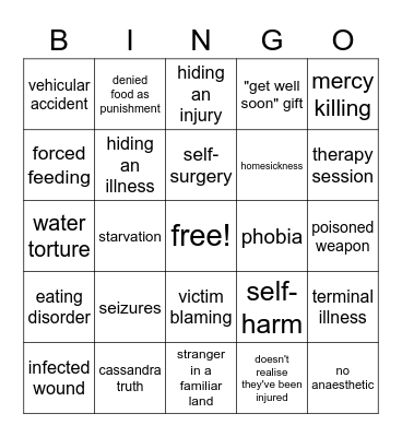 Bad Things Happen Bingo Card