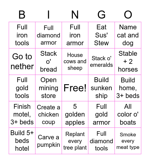 Sample Premium Bingo Card Bingo Card