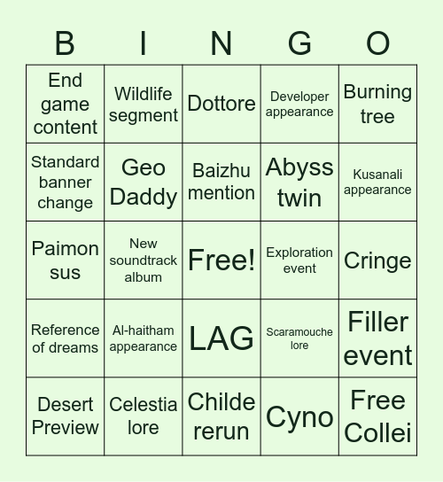 3.0 Livestream Bingo Card