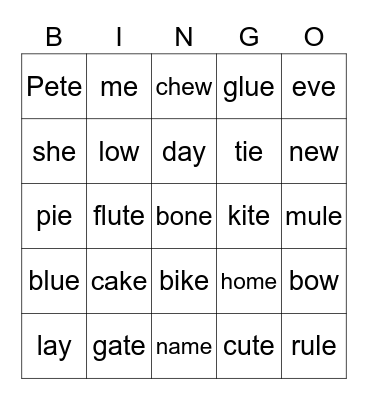 Giraffe Phonics Book 2 Bingo Card