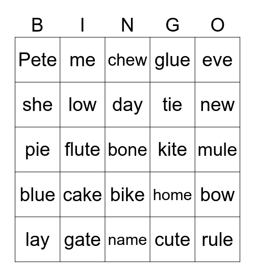 Giraffe Phonics Book 2 Bingo Card