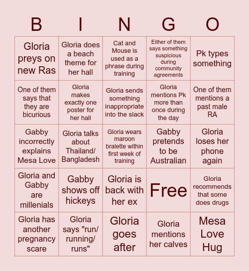 Gia and Gianna Bingo Card