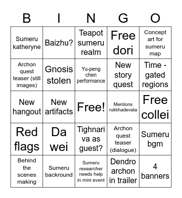 SU ME RU Bingo Card