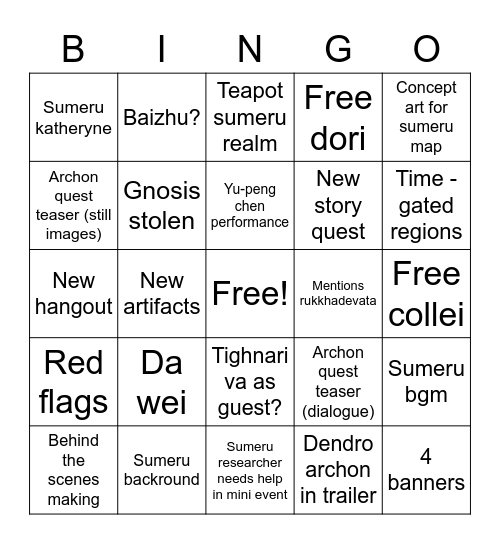 SU ME RU Bingo Card