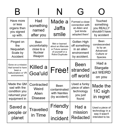 SEF Deployment Bingo Card