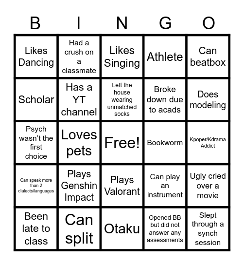 MAPSYA BINGO Card
