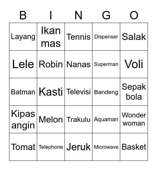 BINGO WITH SNOWY Bingo Card