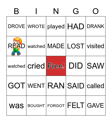 Verbs in the past Bingo Card