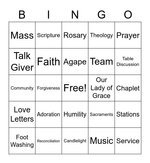 ACTS Bingo Card