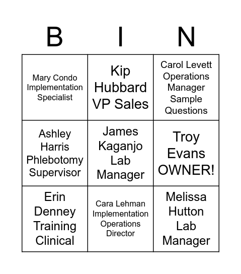 Meet your Team Bingo Card