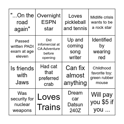 !  1st YSF Reunion "Getting to know you"  ! Bingo Card
