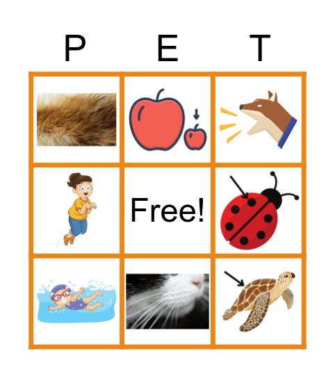 All About Pets Bingo Card